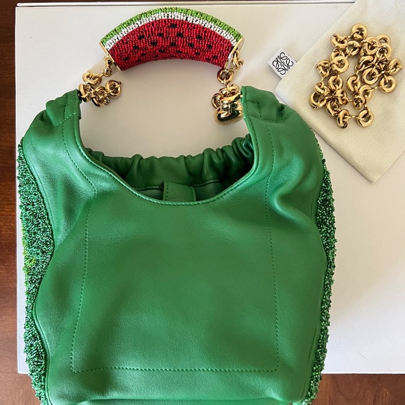 LOEWE Squeeze Mini Green Beaded Leather Bag - Limited Fruit Edition - Picture 3 of 15